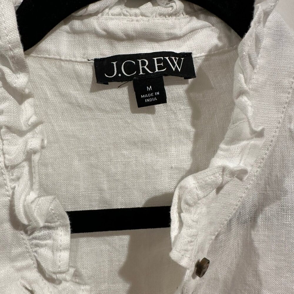 Jcrew White Ruffled Button Down - Picture 3 of 3